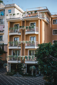 Exterior of residential building against sky