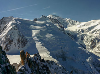 Panoramic view of snowcapped mountains against sky