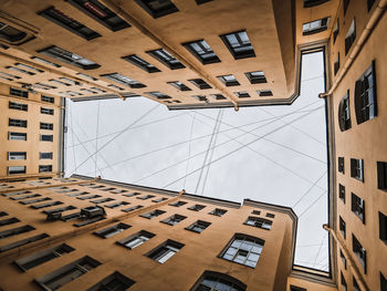 View of the sky from the yard house. typical yard-well in st. petersburg, russia.