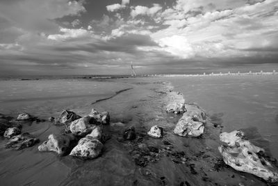 Sea with sky in background