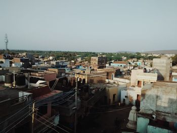 Cityscape against clear sky