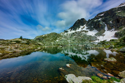 Lake of cabianca in high brembana valley italy