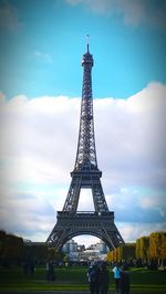 View of tower against cloudy sky