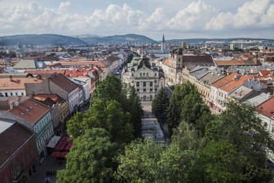 High angle view of townscape against sky