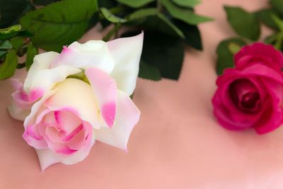 High angle view of rose bouquet