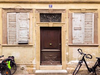 Closed door of old building