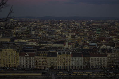 Aerial view of cityscape against sky