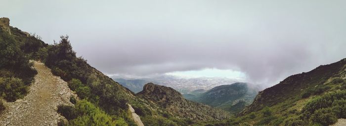 Panoramic view of mountains against sky