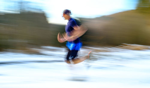 Man running in water