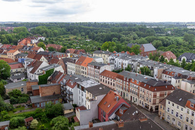 High angle view of townscape against sky