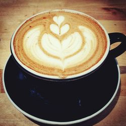 High angle view of coffee on table