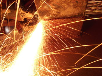 Close-up of fire crackers at night