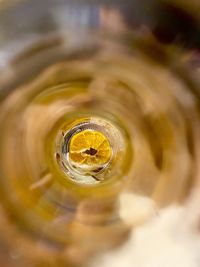 High angle view of wine glass