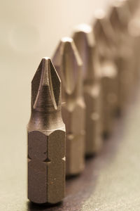 Close-up of stack of colored pencils on table