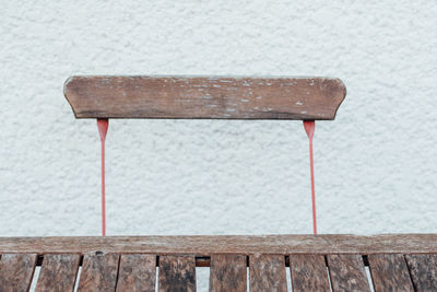 Close-up of empty bench in park