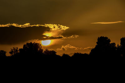 Low angle view of silhouette trees against sky during sunset