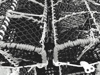 Close-up high angle view of fishing net