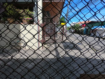 View of chainlink fence and plants