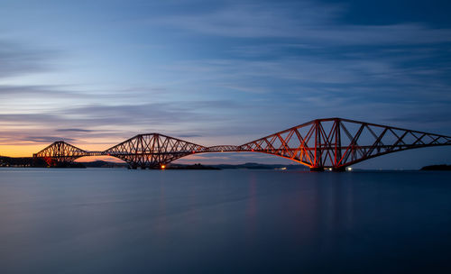 Bridge over river against sky during sunset