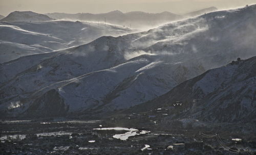 Scenic view of mountains against sky