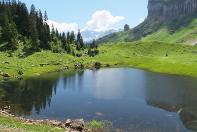 Scenic view of lake against sky