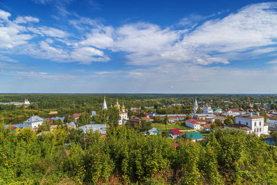 High angle view of townscape against sky