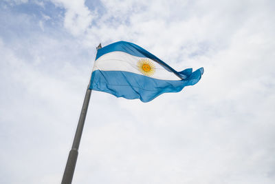 Low angle view of an argentinian flag against sky