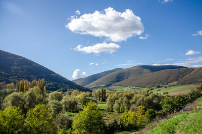 Scenic view of mountains against sky