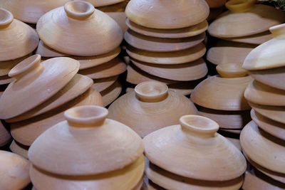 Full frame shot of pottery lids