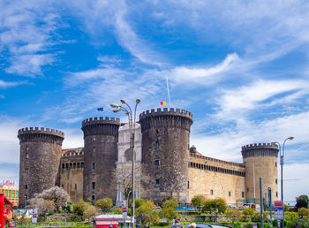 April 20 2022-maschio angioino castle in naples with a background of very blue sky