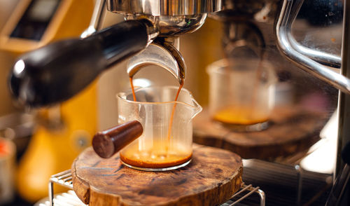 Close-up of coffee in glass