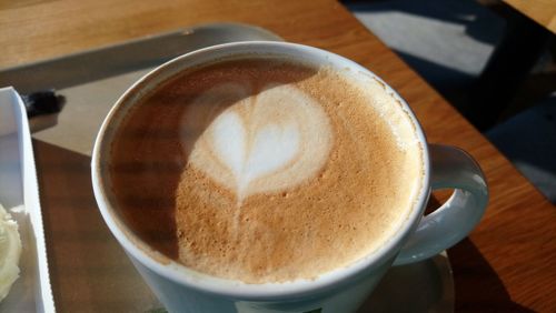 High angle view of coffee on table