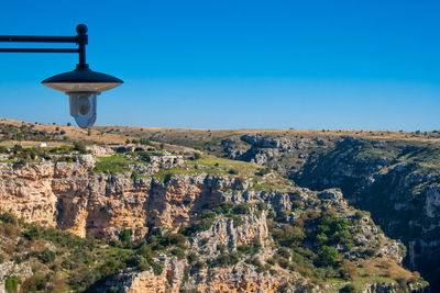 Canyon with old lamp. sassi or stones of matera