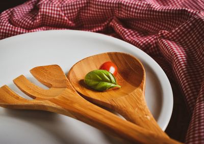 Close-up of salad served on table