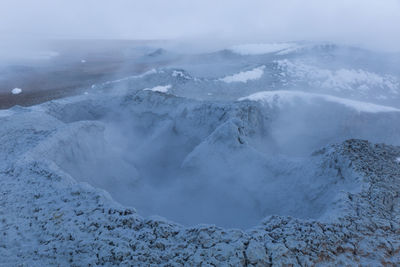 Scenic view of snow covered landscape against sky