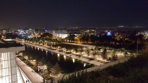View of illuminated city at night