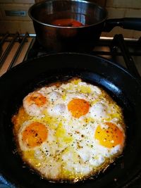 Close-up of breakfast served in plate