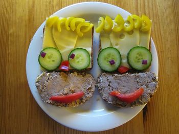 Close-up of food on wooden table