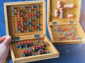 Close-up of toy blocks on table