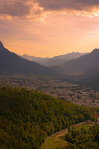 Scenic view of landscape against sky during sunset