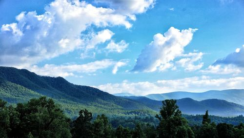 Scenic view of mountain range against sky