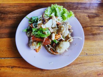 High angle view of meal served in plate