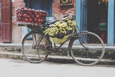 Vegetables on bicycle for sale