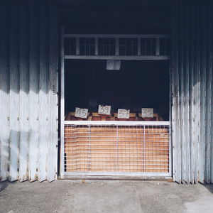 Closed door of building