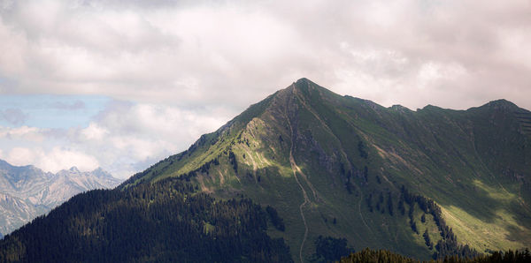 Panoramic view of mountain range against sky
