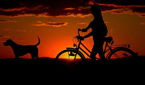 Silhouette man riding horse