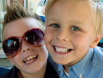 Portrait of smiling boy with sunglasses