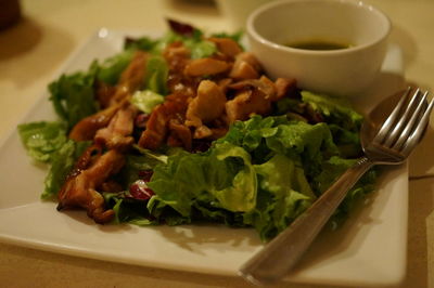 Close-up of food served in plate