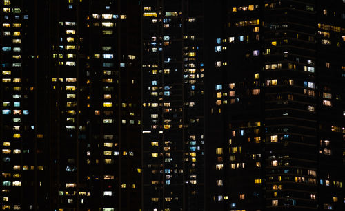 Full frame shot of illuminated building at night