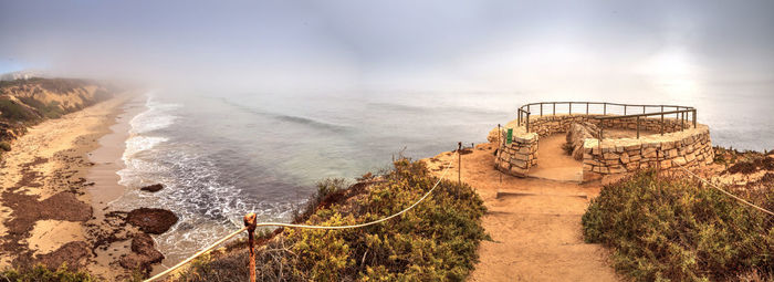 High angle view of sea against sky